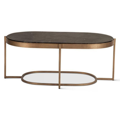 Table basse en laiton antique avec plateau en marbre