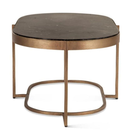 Table basse en laiton antique avec plateau en marbre