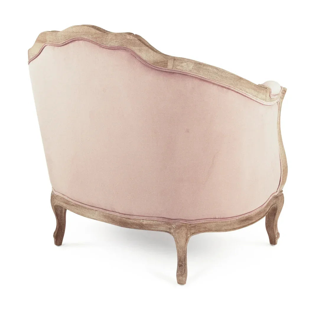 Fauteuil d'appoint français en velours rose blush