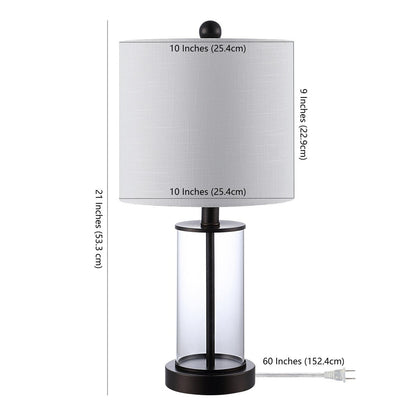 Lampe de table à LED Cabell 21 en verre, contemporaine et moderne, avec chargeur USB, bronze huilé (lot de 2) par JONATHAN Y