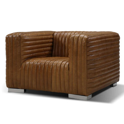 Chaise Canyon en cuir côtelé