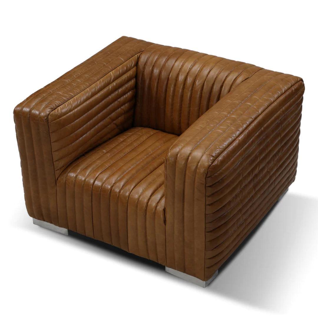 Chaise Canyon en cuir côtelé