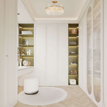 Plafonnier Casandra à 4 lumières en laiton brossé et cristal