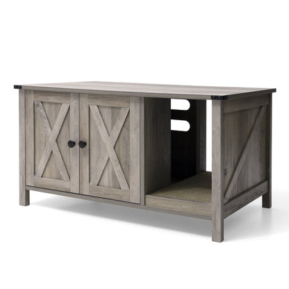 Enceinte de litière pour chat, meuble de toilette en bois caché avec griffoir