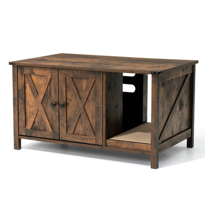 Enceinte de litière pour chat, meuble de toilette en bois caché avec griffoir