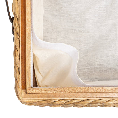 Happimess Bac de rangement sous le lit en jacinthe/bois avec roulettes et poignées