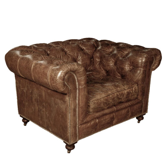 Fauteuil d'appoint capitonné en cuir cabriole Cigar