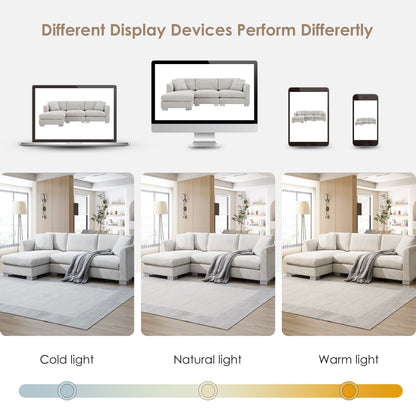 Canapé sectionnel Cloud, ensemble de canapés de luxe en forme de L avec 2 oreillers gratuits, mobilier d'intérieur 4 places en chenille avec méridienne surdimensionnée