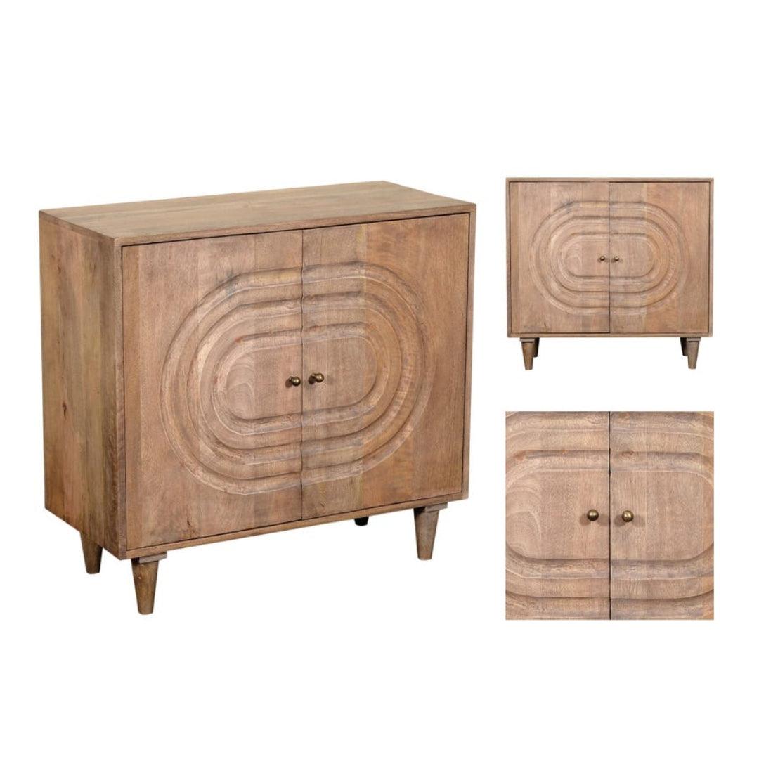 Meuble d'appoint ovale concentrique marron moyen