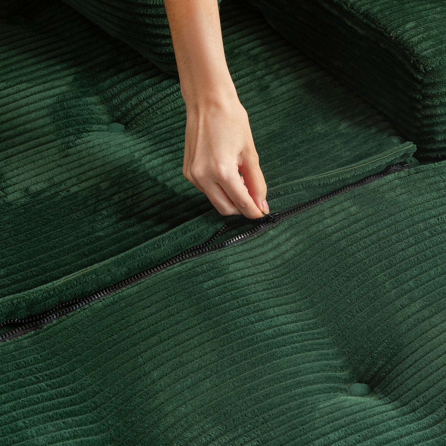 Canapé pouf rembourré en velours côtelé et mousse à mémoire de forme avec pouf - 48,4 L x 67,7 l x 24,4 H