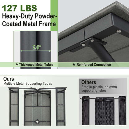 Ensemble table de pique-nique et banc Costway 6 pieds en PEHD robuste pour extérieur - Voir les détails
