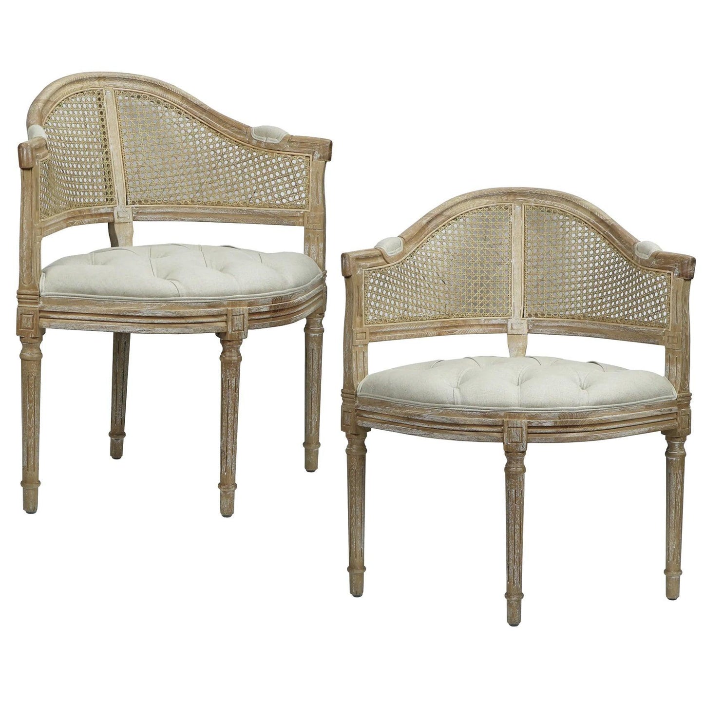 Chaises d'angle à dossier courbé en rotin - Lot de 2