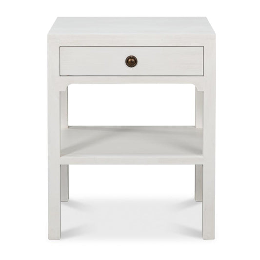 Table d'appoint à tiroir simple blanche Cottage