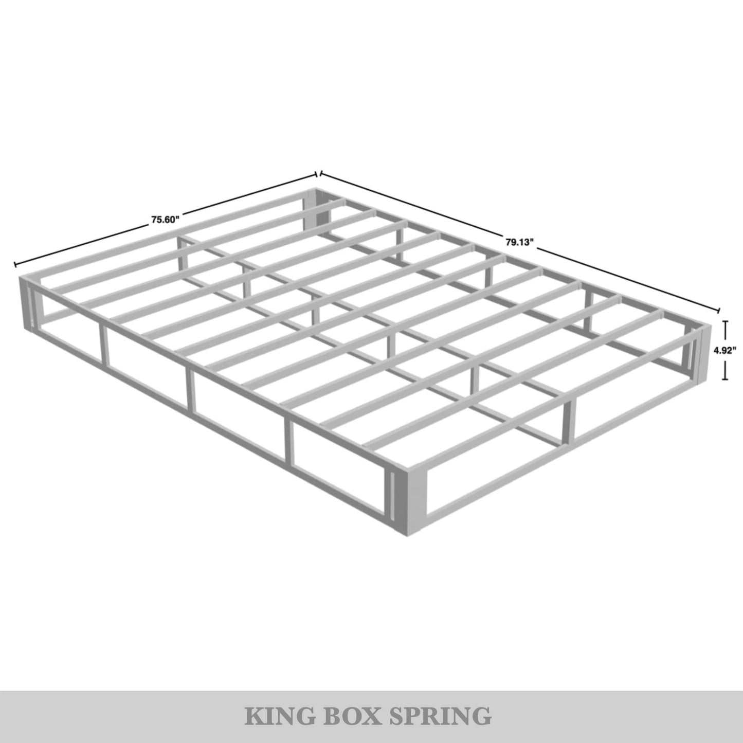 Sommier en métal CraftPorch de 5 pouces avec housse en lin gris chaud