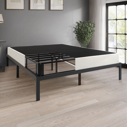 Sommier en métal CraftPorch de 5 pouces avec housse en lin gris chaud