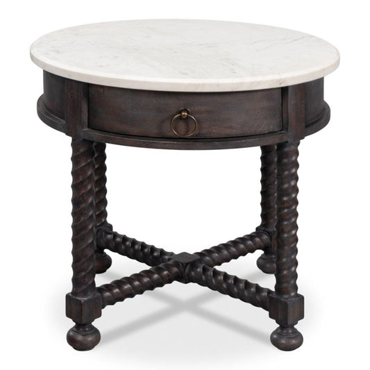 Table d'appoint à pieds tournés marron foncé