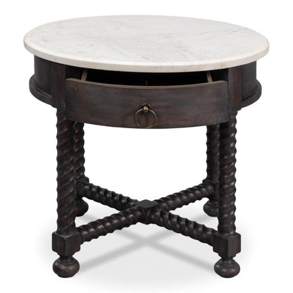 Table d'appoint à pieds tournés marron foncé