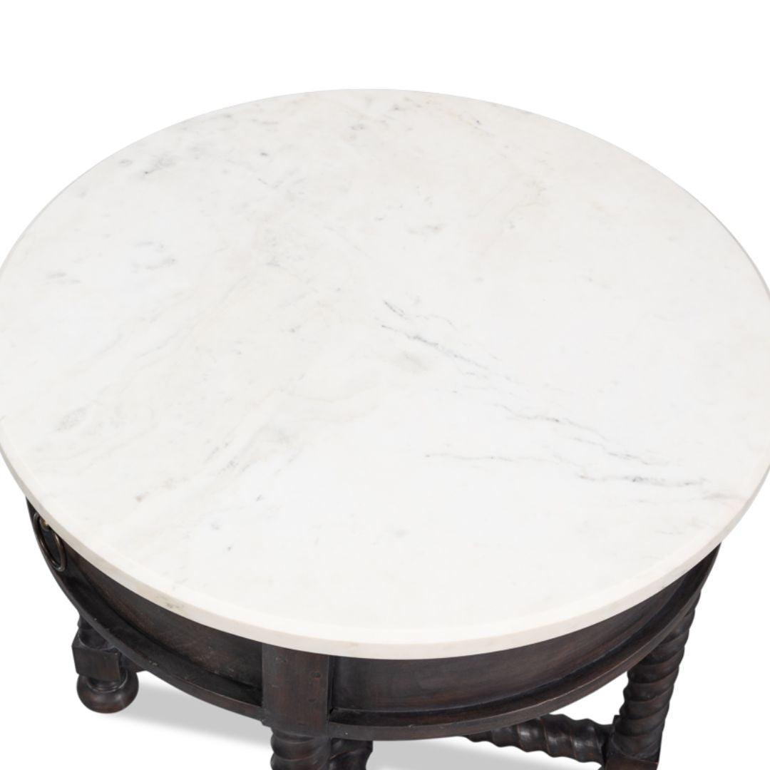 Table d'appoint à pieds tournés marron foncé
