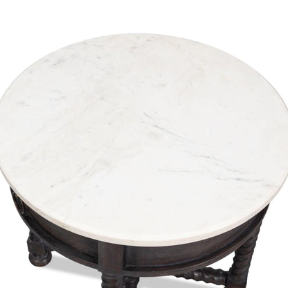 Table d'appoint à pieds tournés marron foncé