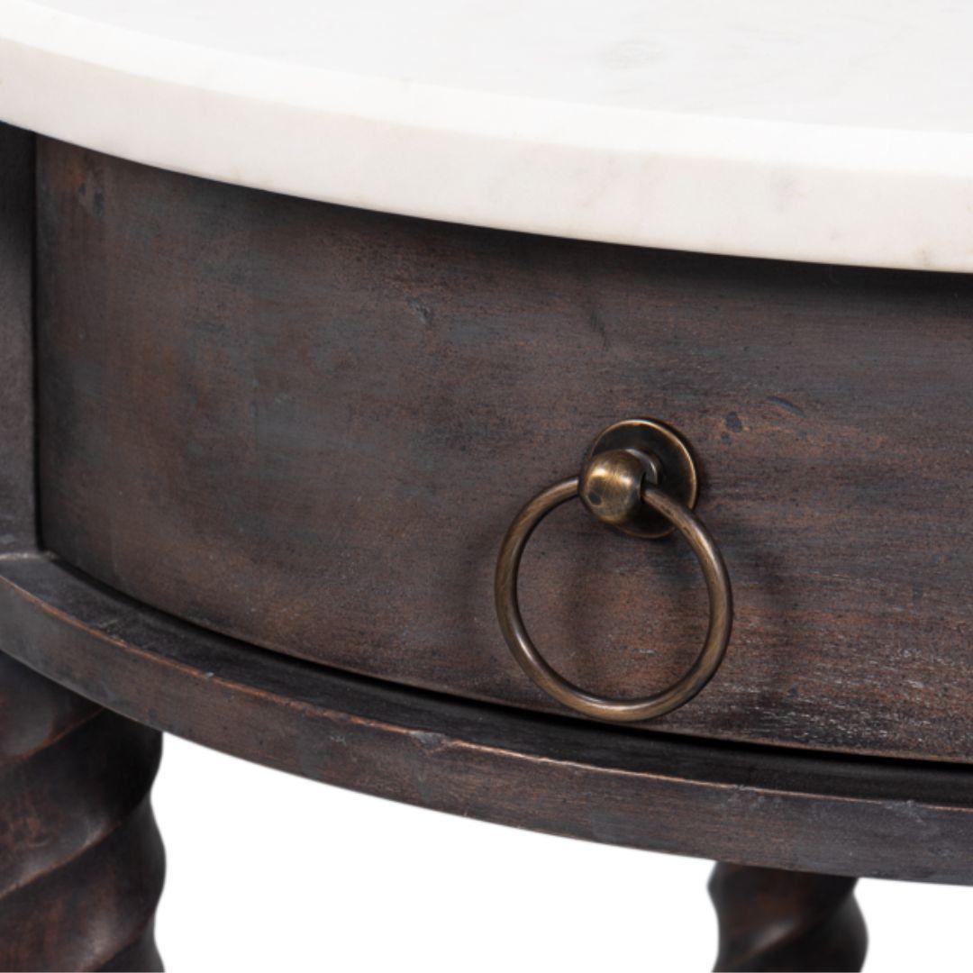 Table d'appoint à pieds tournés marron foncé