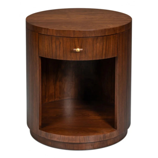 Table d'appoint ronde en noyer foncé