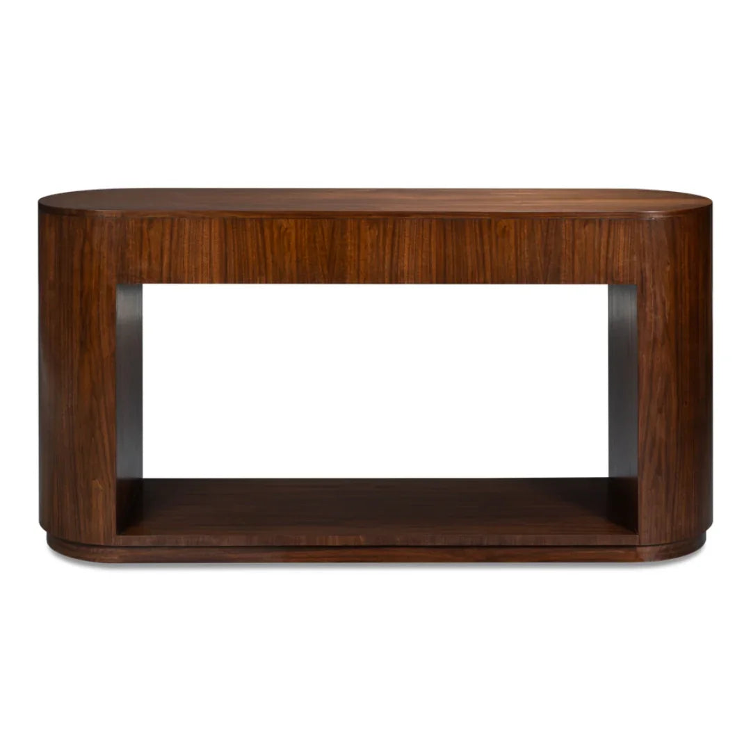 Table console oblongue en noyer foncé