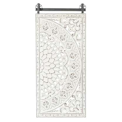 Décoration murale en bois blanc ivoire vieilli avec des accents noirs (lot de 2)