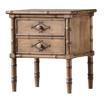 Table de chevet en imitation bambou avec finition naturelle vieillie