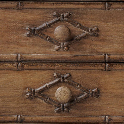 Table de chevet en imitation bambou avec finition naturelle vieillie