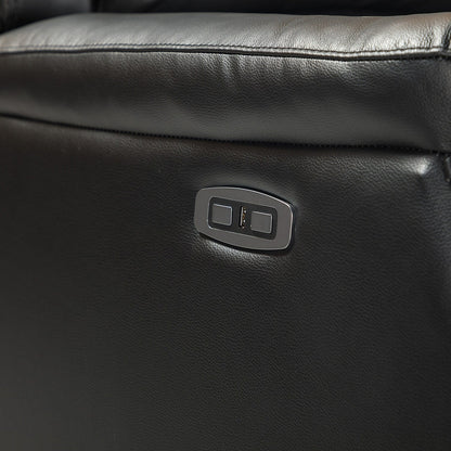 Fauteuil inclinable électrique en cuir véritable Eduardo avec port USB, lot de 2