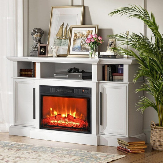 Foyer électrique encastrable avec chauffage réglable, luminosité, minuterie et protection contre la surchauffe, 1 400 W, homologué CSA