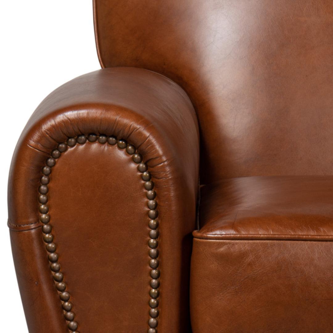 Fauteuil pivotant Club en cuir Havana
