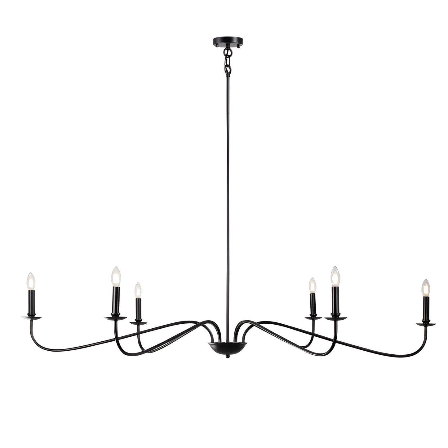 Lustre minimaliste français classique à 6 lumières avec éclairage de style bougie