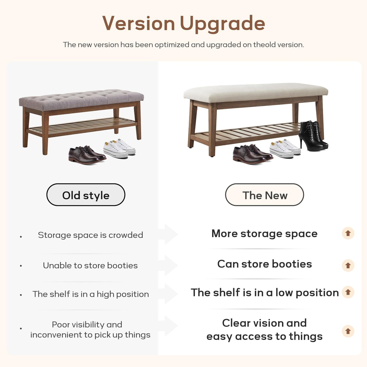 Banc à chaussures d'entrée Banc de rangement Banc rembourré