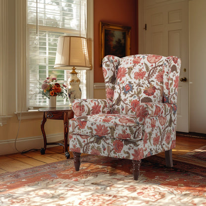 Fauteuil d'appoint moderne Erommy, fauteuil à dossier haut, canapé simple en tissu rembourré avec pieds en bois pour le salon