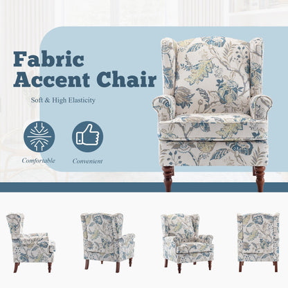 Fauteuil d'appoint moderne Erommy, fauteuil à dossier haut, canapé simple en tissu rembourré avec pieds en bois pour le salon