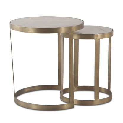 Tables d'appoint gigognes en marbre blanc