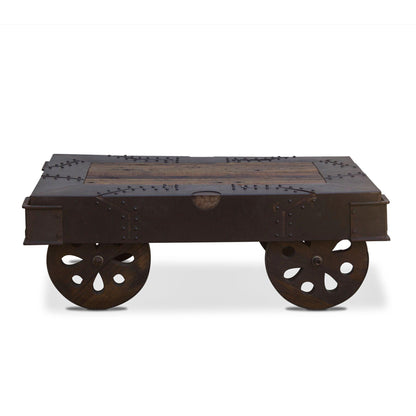 Table basse à roulettes vintage industrielle