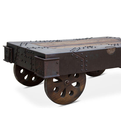 Table basse à roulettes vintage industrielle