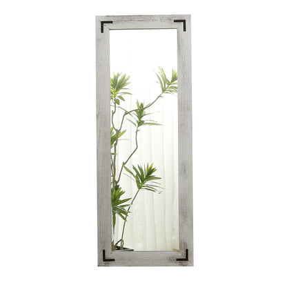 Miroir de sol rustique de style ferme avec cadre en bois - 65 x 24