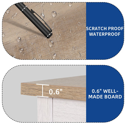 Meuble TV Farmhouse pouvant accueillir jusqu'à 65 téléviseurs avec portes et étagères ouvertes Console multimédia Prise de courant