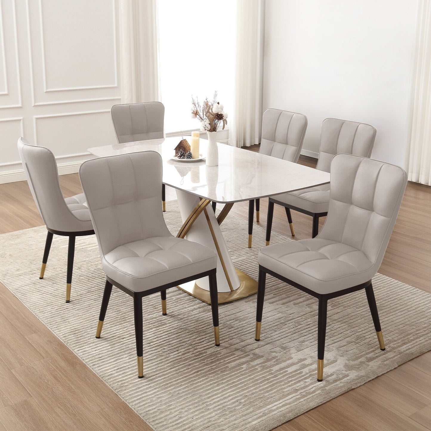 Lot de 2/4 chaises de salle à manger rembourrées en similicuir