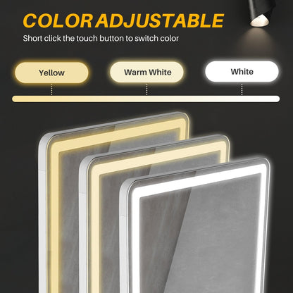 Miroir de sol avec éclairage LED, 64 x 21, miroir pleine longueur avec support, miroir suspendu, miroir mural, miroir intégral