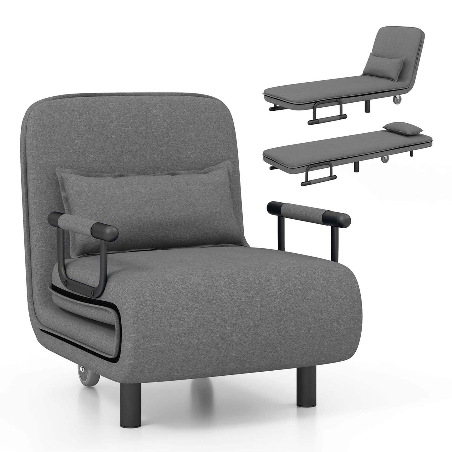 Fauteuil convertible pliant avec dossier réglable