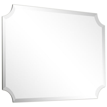 Miroir mural biseauté festonné rectangulaire sans cadre, pour salle de bain, coiffeuse, chambre à coucher, 1 bord biseauté - Transparent