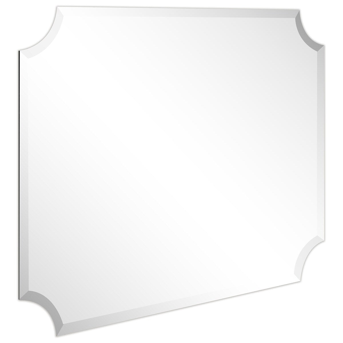 Miroir mural biseauté festonné rectangulaire sans cadre, pour salle de bain, coiffeuse, chambre à coucher, 1 bord biseauté - Transparent