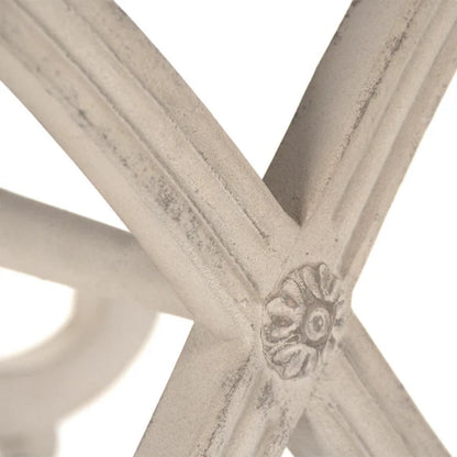Petit tabouret d'appoint à volutes blanches