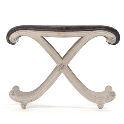 Petit tabouret d'appoint à volutes blanches