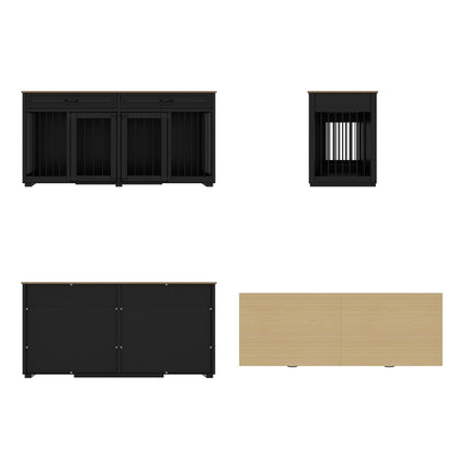 Cage pour chien de style meuble, niche en bois de 64,5 pouces pour grand chien