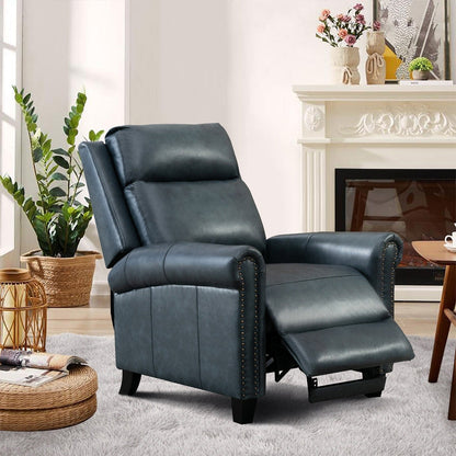 Fauteuil inclinable en cuir véritable avec accoudoirs et dossier confortables